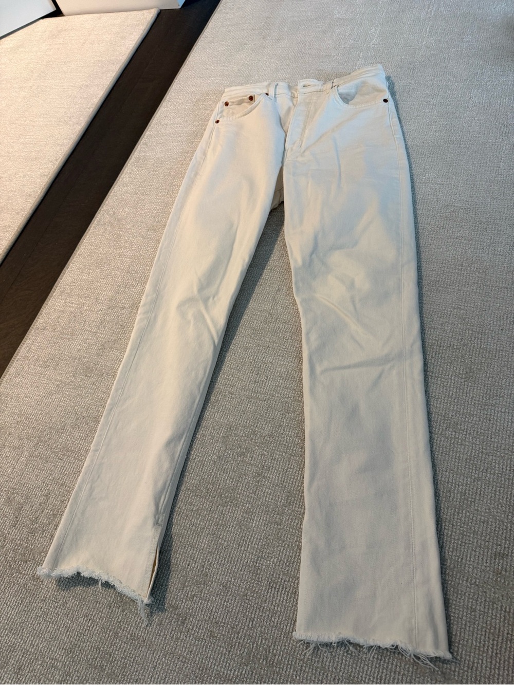 RE/DONE high rise 70s skinny frayed hem
